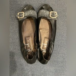 Black AGL Peep-toe Flats